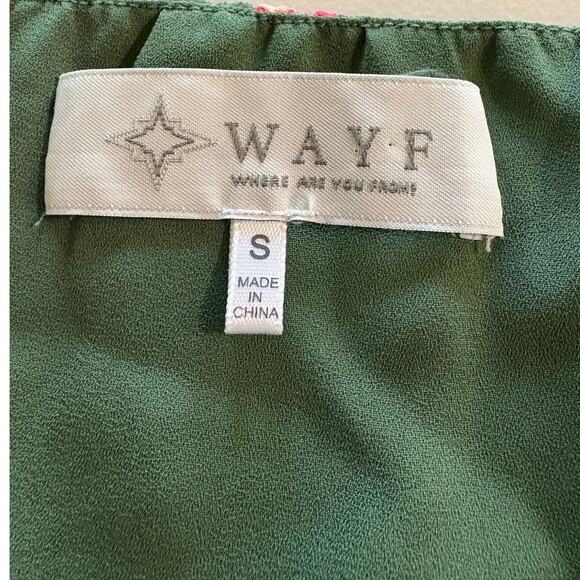 Wayf Green Pink Floral Cutout Long Sleeve Peasant Blouse Size S - Picture 3 of 5